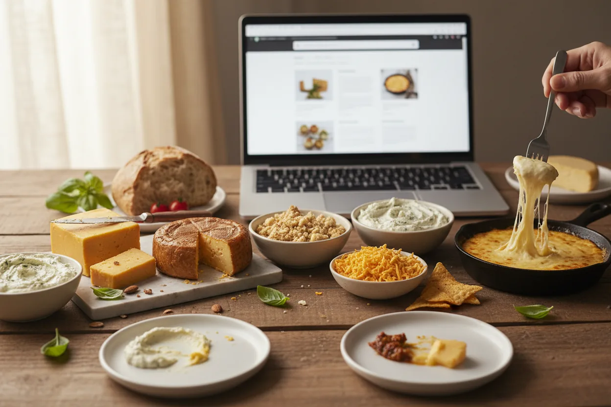 Sliced vegan cheese brands arranged for a taste and melt test